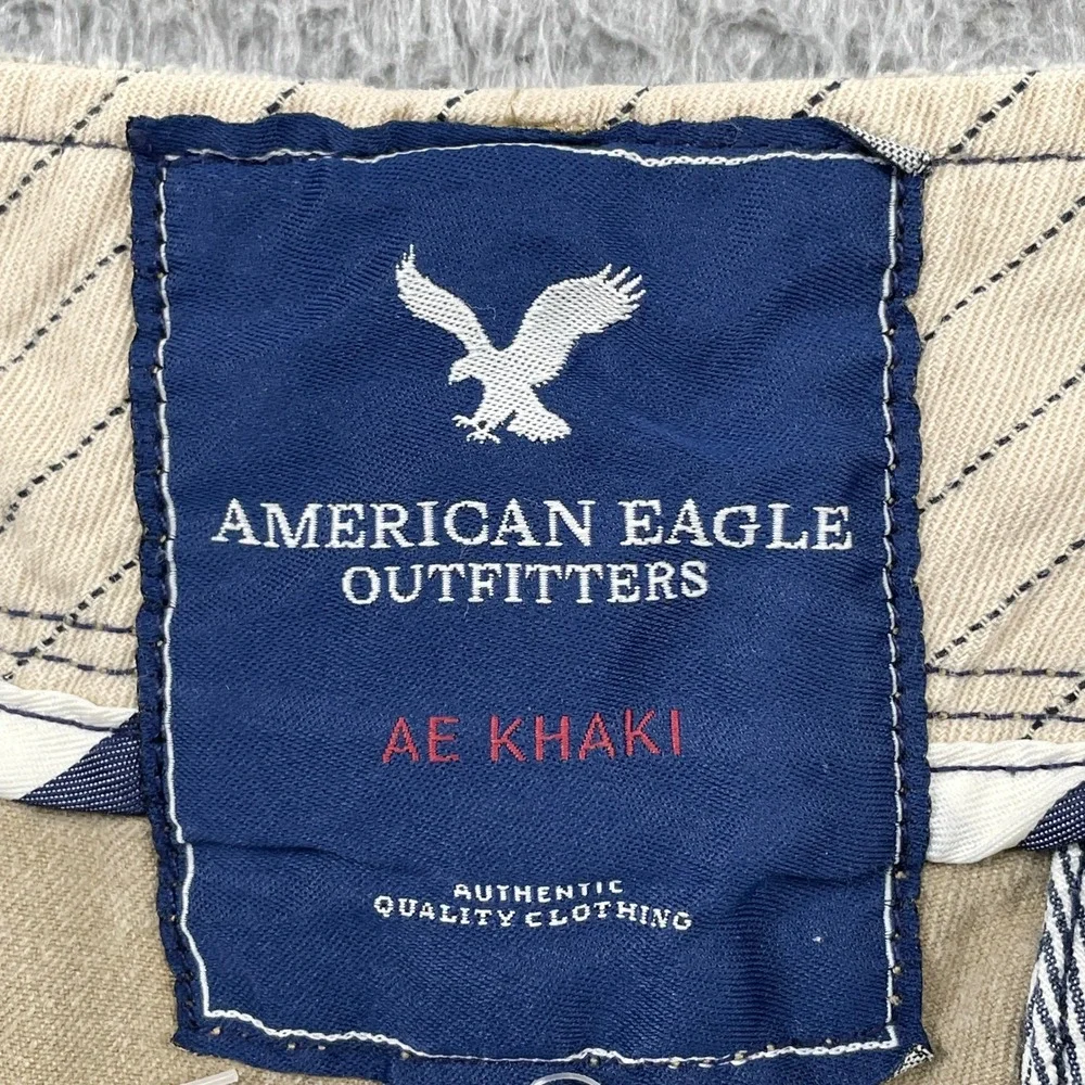 American Eagle Pants Mens 34x32 Tan AE Khaki Straight Distressed Chino Cotton